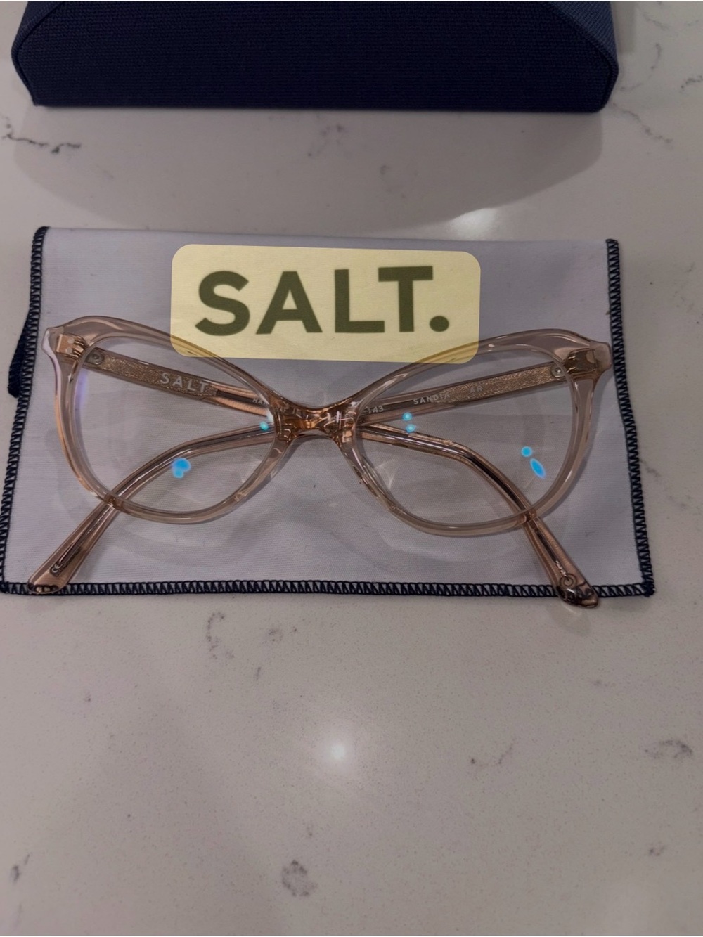 Women’s Translucent Salt Pink Cat-Eye Glasses with Case /